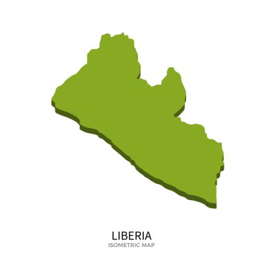 Liberya detaylı vektör illüstrasyoniz izometrik haritası