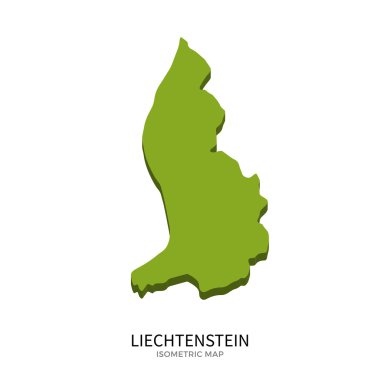Lihtenştayn detaylı vektör illüstrasyonunun izometrik haritası