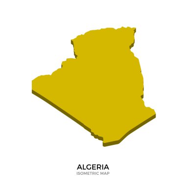 Cezayir detaylı vektör illüstrasyonisometrik haritası