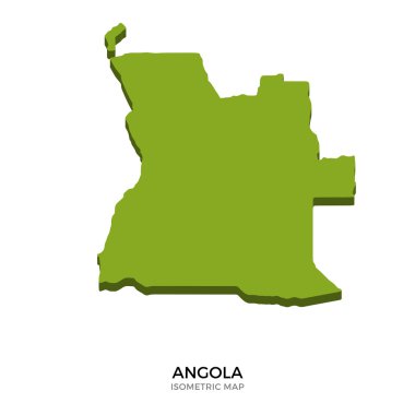 Angola detaylı vektör illüstrasyonisometrik haritası