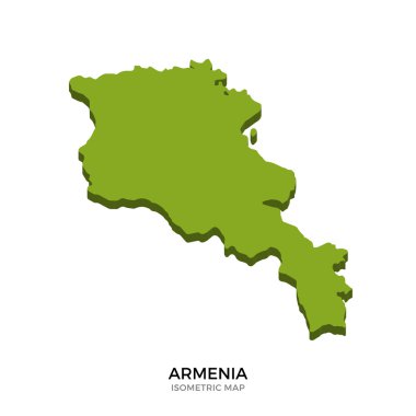 Ermenistan'ın izometrik haritası detaylı vektör illüstrasyonu