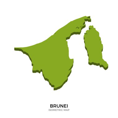 Brunei detaylı vektör illüstrasyonisometrik harita