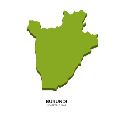 Burundi detaylı vektör illüstrasyonunun izometrik haritası