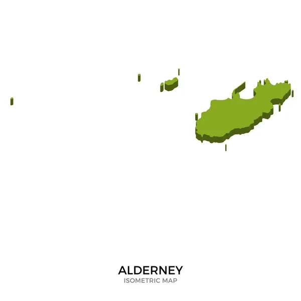 Isometrische kaart van Alderney gedetailleerde vector illustratie — Stockvector