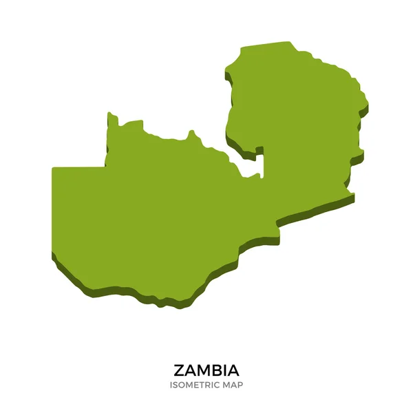 Izometrická mapa v Zambii detailní vektorová ilustrace — Stockový vektor