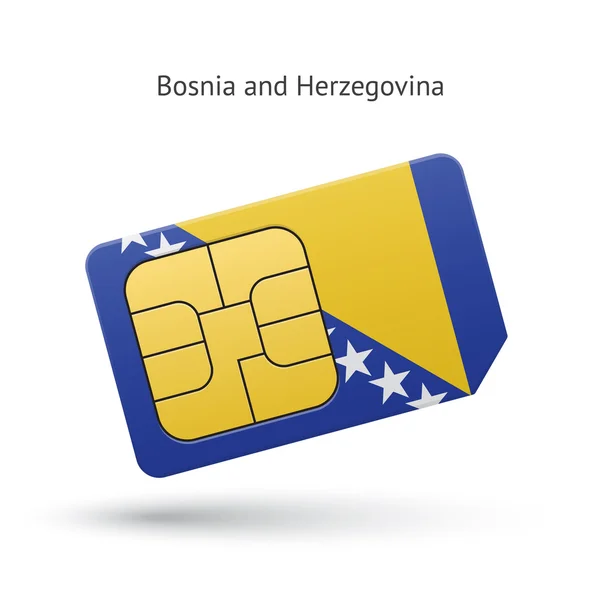 Bosnia y Herzegovina teléfono tarjeta SIM con bandera . — Vector de stock