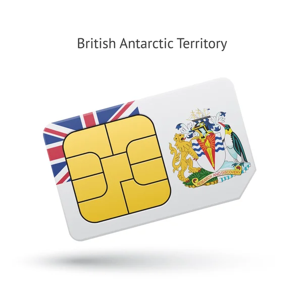 Telefonní SIM karta Britské antarktické oblasti s vlajkou. — Stockový vektor