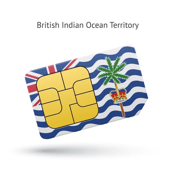 Scheda SIM del telefono cellulare British Indian Ocean Territory con bandiera . — Vettoriale Stock