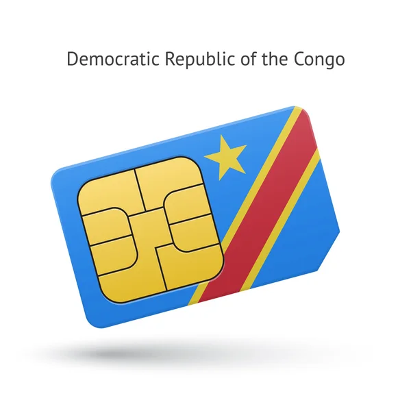 Democratische Republiek de Kongo telefoon simkaart met vlag. — Stockvector