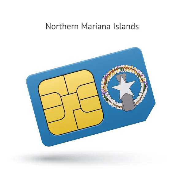 Scheda SIM per cellulare Northern Mariana Islands con bandiera . — Vettoriale Stock