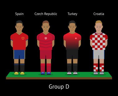 Futbol oyuncuları. Futbol takımları. İspanya, Çek Cumhuriyeti, Türkiye, Hırvatistan