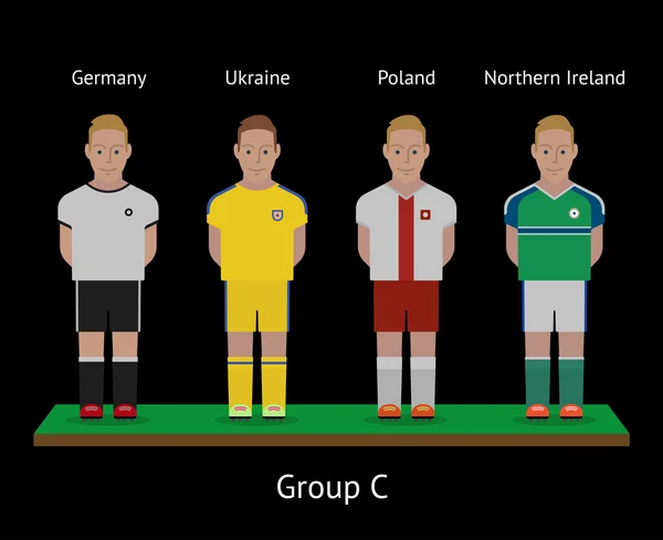 Football players. Soccer teams. Germany, Ukraine, Poland, Northern Ireland — Stock Vector