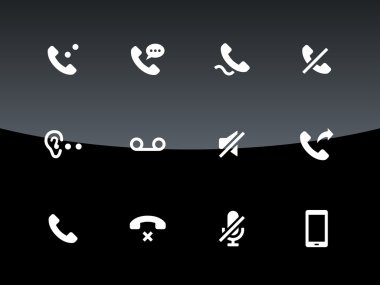 Telefonlar ilgili simgeler siyah arka plan üzerine.