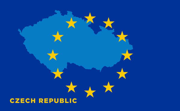 Флаг Европейского Союза с Чехией на фоне
