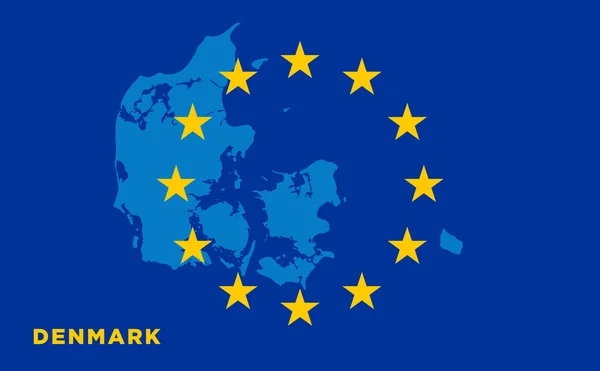 Flag of European Union with Denmark on background — Stock Vector