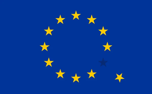 Bandera de la Unión Europea UE con una estrella voladora — Vector de stock
