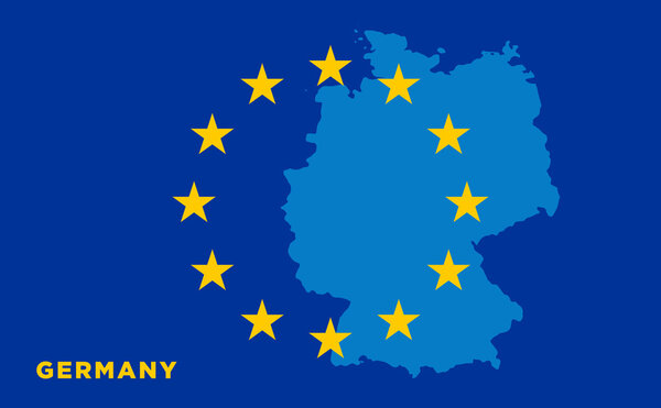 Флаг Европейского Союза с Германией на фоне
