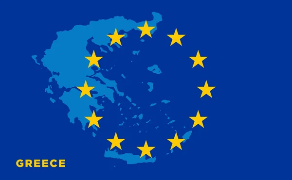 Bandera de la Unión Europea con Grecia en segundo plano — Vector de stock