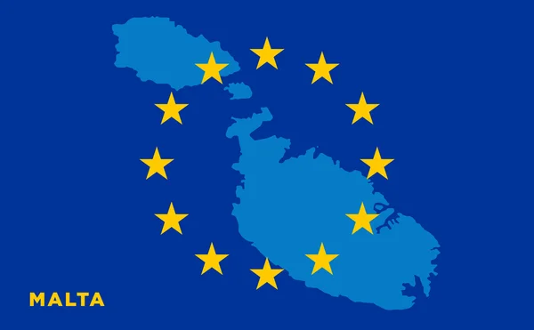 Σημαία της Ευρωπαϊκής Ένωσης με τη Μάλτα στο παρασκήνιο — Διανυσματικό Αρχείο
