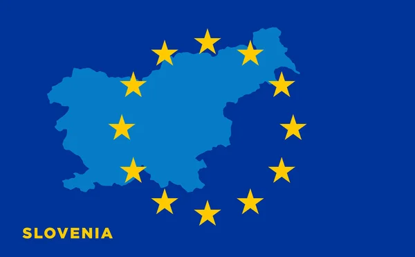 Bandiera dell'Unione europea con la Slovenia sullo sfondo — Vettoriale Stock