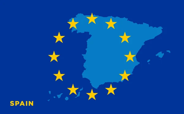 Bandera de la Unión Europea con España en segundo plano — Vector de stock