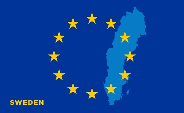 Vlag van de Europese Unie met Zweden op achtergrond — Stockvector