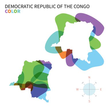 Abstract vector color map of Democratic Republic Congo clipart