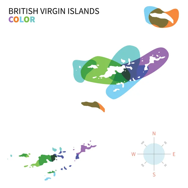 Mapa de color de vector abstracto de Islas Vírgenes Británicas — Archivo Imágenes Vectoriales