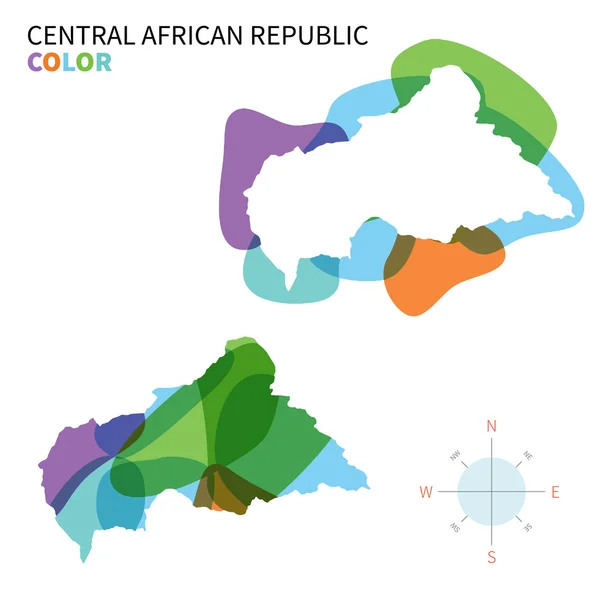 Abstrakt vektor färgkarta över Centralafrikanska republiken — Stock vektor