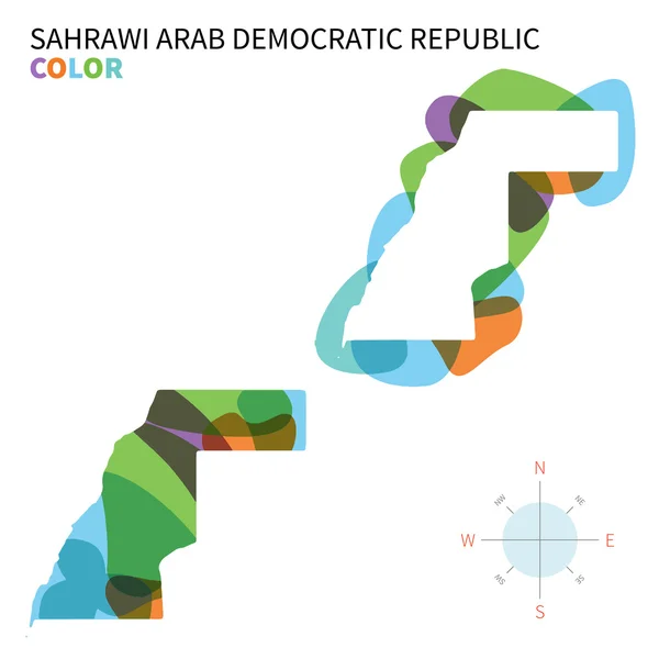 Mapa en color abstracto de vectores de la República Árabe Saharaui Democrática — Vector de stock