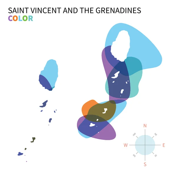 Vector abstracto mapa de color de San Vicente y las Granadinas — Vector de stock