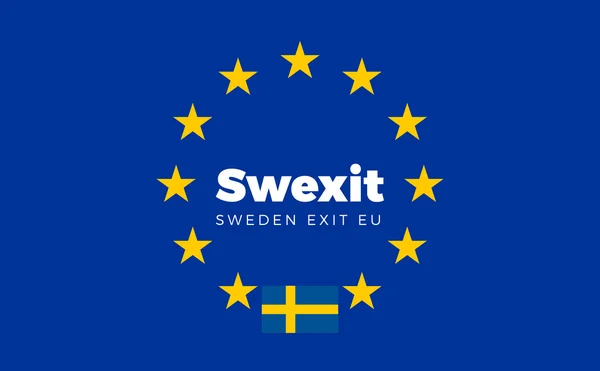 Σημαία της Σουηδίας στην Ευρωπαϊκή Ένωση. Αποχώρηση-Σουηδία έξοδος ΕΕ Ευρώπη — Διανυσματικό Αρχείο