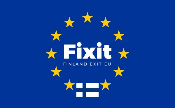 Bandeira da Finlândia na União Europeia. Fixit - Finlândia Saída da EU Europ — Vetor de Stock
