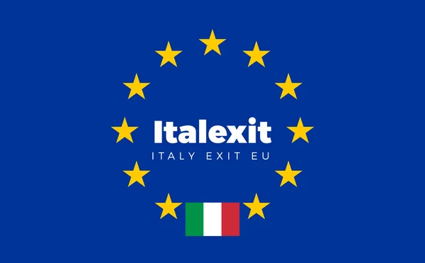 Flag of Italy on European Union. Italexit - Italy Exit EU Europe — Stock Vector