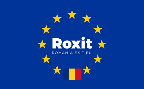 Avrupa Birliği'nde Romanya bayrağı. Roxit - Romanya Çıkış Eu Europ — Stok Vektör