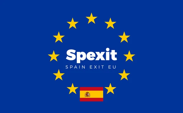 Flagge Spaniens auf der Europäischen Union. spexit - spanien exit eu europäisch — Stockvektor