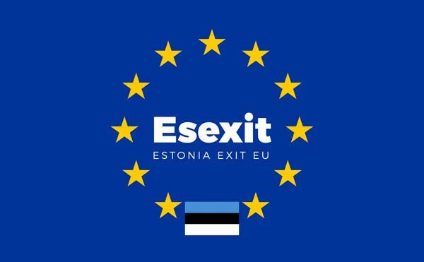 Bandera de Estonia en la Unión Europea. Esexit - Estonia Salida Euro UE — Vector de stock