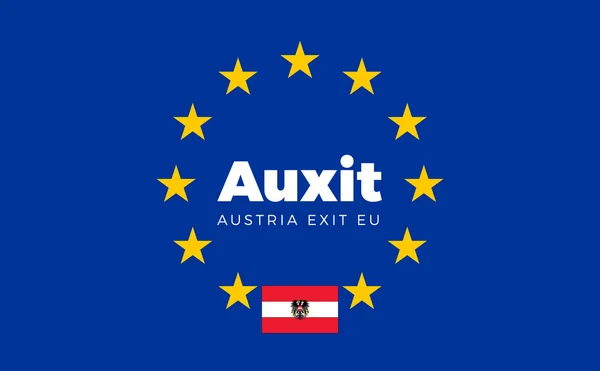 Flag of Austria on European Union. Auxit - Austria Exit EU Europ — Stock Vector
