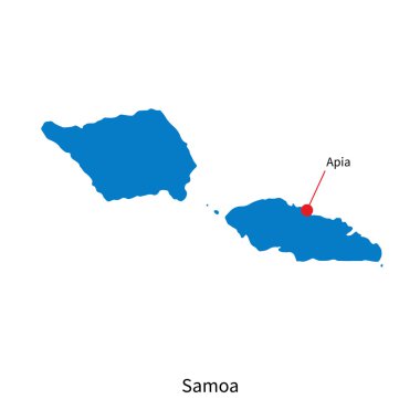 Detailed vector map of Samoa and capital city Apia clipart