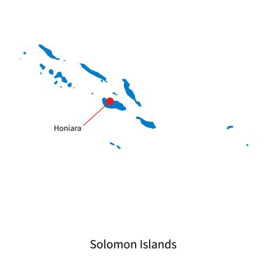 Detaylı vektör harita, solomon Adaları ve büyük şehir honiara