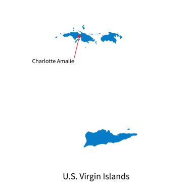 ABD virgin Adaları ve başkent charlotte amalie detaylı vektör harita