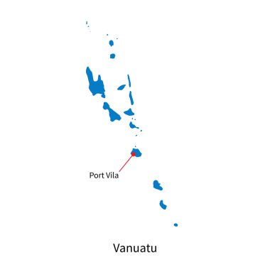vanuatu ve capital city port Vila detaylı vektör harita