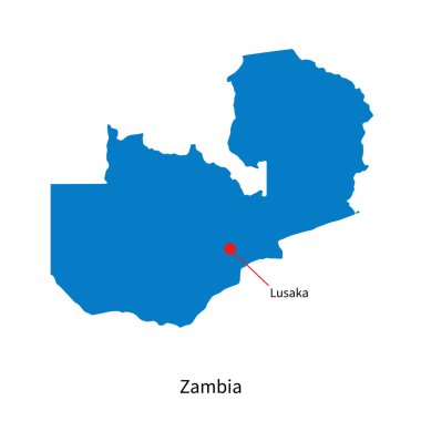 Detaylı vektör lusaka, Zambiya ve sermaye şehir haritası