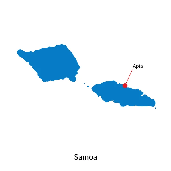 Podrobné vektorová mapa samoa a hlavního města apia — Stockový vektor