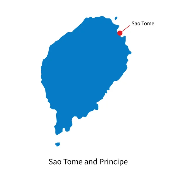 Mapa vetorial detalhado de São Tomé e Príncipe e capital São Tomé — Vetor de Stock