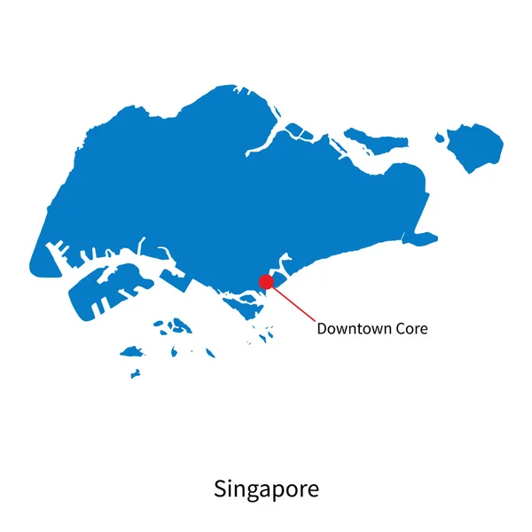 Detaillierte Vektorkarte von Singapore und der Innenstadt der Hauptstadt — Stockvektor