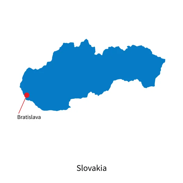 Mapa vectorial detallado de Eslovaquia y capital Bratislava — Vector de stock