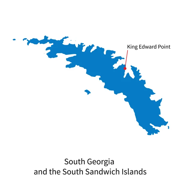 Carte vectorielle détaillée de la Géorgie du Sud et des îles Sandwich du Sud et capitale King Edward Point — Image vectorielle