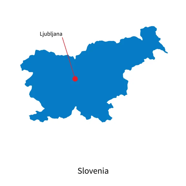 Mapa vectorial detallado de Eslovenia y capital Liubliana — Vector de stock
