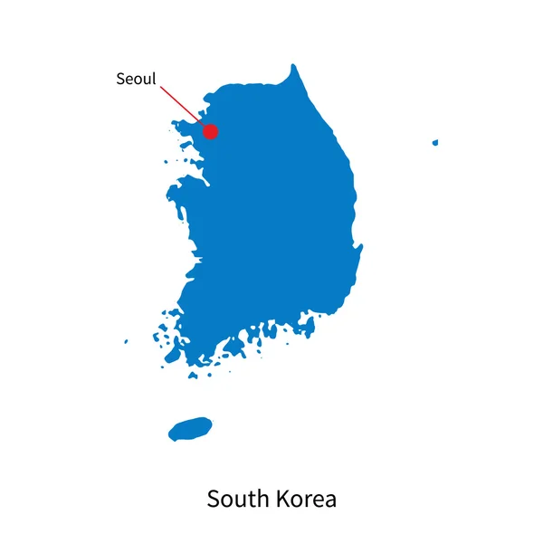 Gedetailleerde vector kaart van Zuid-korea en hoofdstad stad Seoel — Stockvector